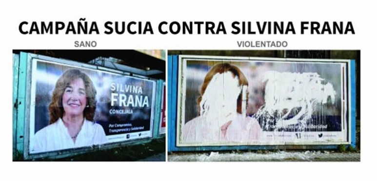 Así lo manifestó la pre-candidata a concejala Silvina Frana, tras la destrucción de casi la totalidad de la cartelería pública, la rotura de pasacalles y la repintura de tapiales.