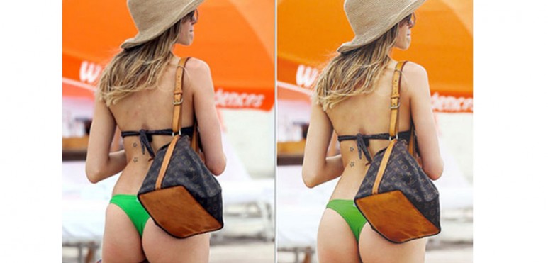 Amor, playa, relax, bikini y retoque digital. Una revista public fotos de la modelo en sus vacaciones junto a Marcelo Tinelli en Miami, y se tomaron el atrevimiento de usar Photoshop para 
