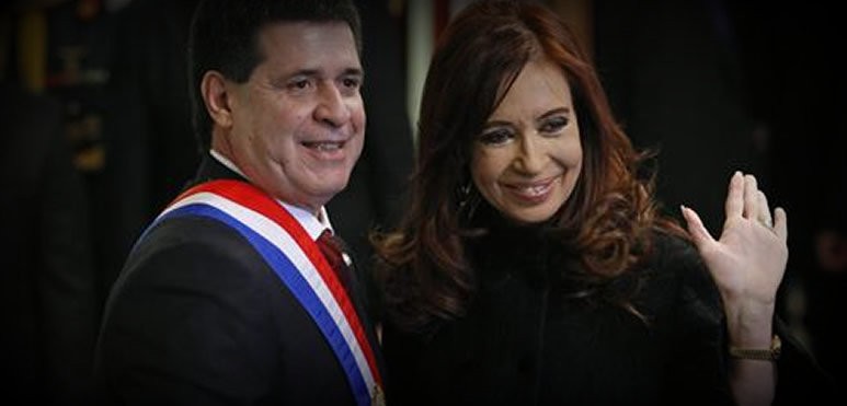La presidenta Cristina Kirchner participó hoy de la ceremonia de asunción de Horacio Cartes como nuevo jefe de Estado del Paraguay