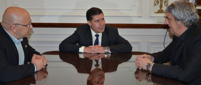 Foto: Roberto Mercado, Secretario General UDA La Rioja, Sergio Casas, Gobernador electo de La Rioja y Sergio Romero, Secretario General de UDA Nacional