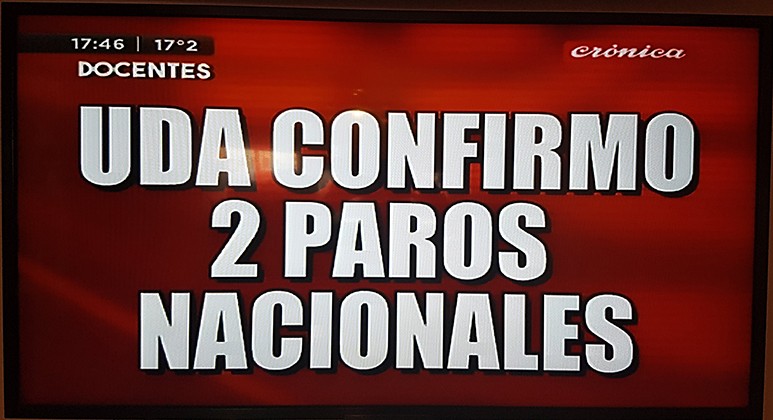 Imagen: Crónica TV informa el paro nacional de la UNIÓN DOCENTES ARGENTINOS