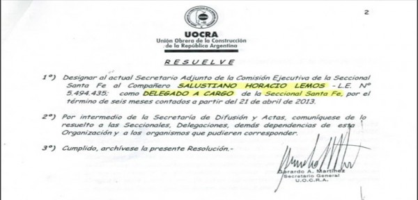 UOCRA local,  intervenida