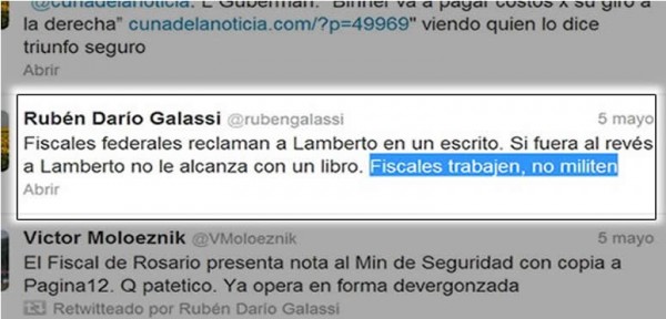 Galassi ret� a los fiscales