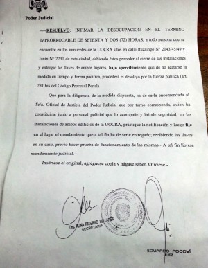 UOCRA: Juez ordena el desalojo de inmuebles del sindicato