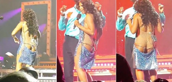 A una cantante se le rompi el vestido y mostr la cola