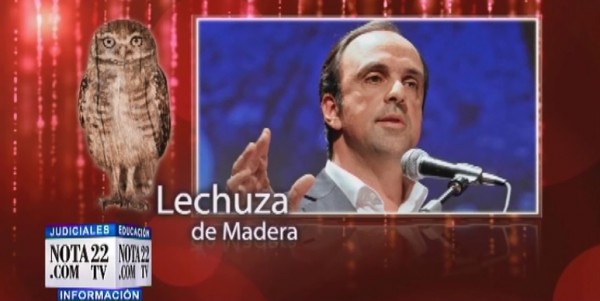 Lechuza de oro, lata y madera