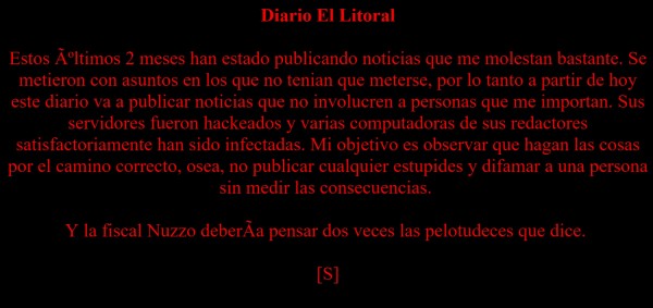 Hackean página de El Litoral de Santa Fe