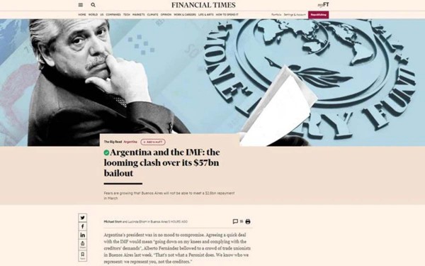 Financial Times pone en duda que la Argentina acuerde con el FMI: 