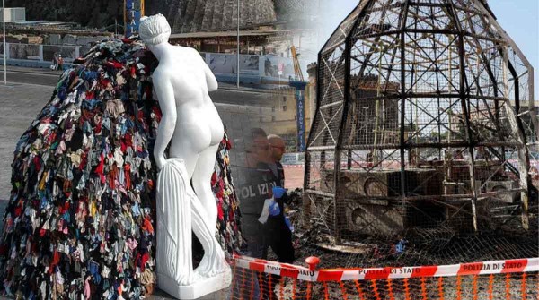 Conmocin por un nuevo acto de vandalismo en Italia: quemaron una icnica escultura de Michelangelo Pistoletto